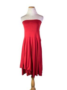 Staples Size S Red Layered Asymmetrical Jersey Knit Dress or Skirt